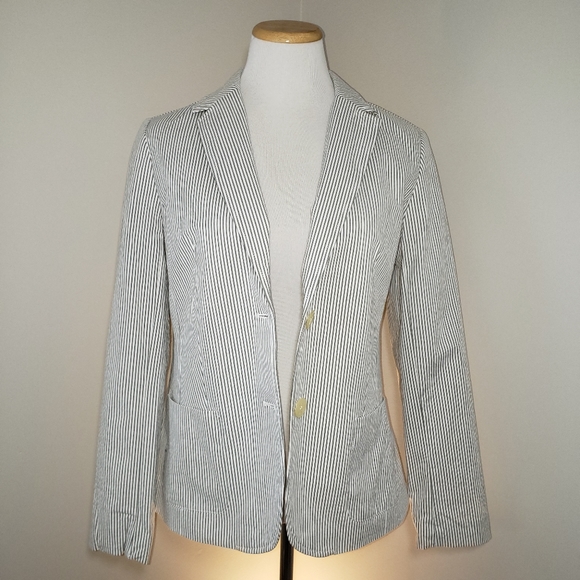 Talbots Pinstripe Seersucker Blazer Size 10 - Picture 8 of 8